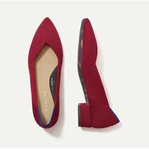 Rothy's Burgundy Pointed Toe Heels with Blue Accent